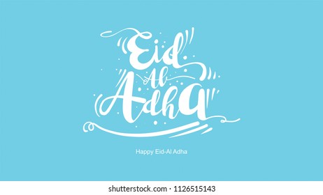 Eid al-Adha handwritten lettering. Beautiful text design for for graphic poster, greeting card etc.Greeting vector illustration