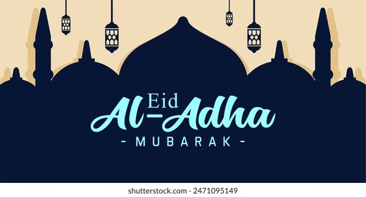 Eid al-Adha holiday background with colors and illustration objects that are typical of the celebration