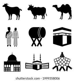 Eid Al-adha icon set, hajj icon set vector sign symbol