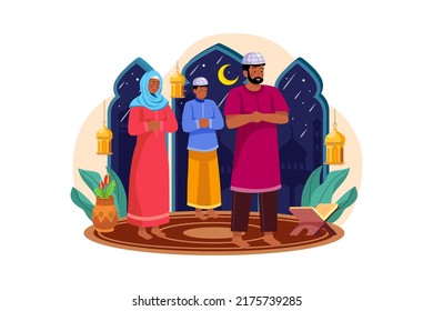 Eid Al-Adha Illustration concept. A flat illustration isolated on white background