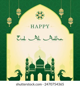 eid al-adha instagram post design with colored flat style