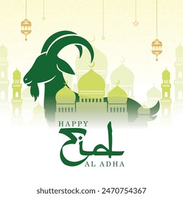 eid al-adha instagram post design with colored flat style