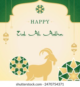 eid al-adha instagram post design with colored flat style