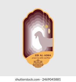 Ilustración gráfica del Vector del logotipo de Eid Al-Adha en el fondo