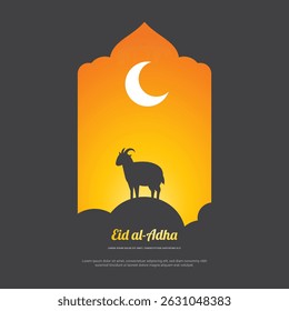 Eid al-Adha Mubarak Celebration with Sheep Silhouette