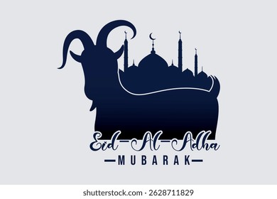 Eid al-Adha Mubarak Illustration Featuring Ram and Sheep for the Festival of Sacrifice Kurban Bayrami Celebration