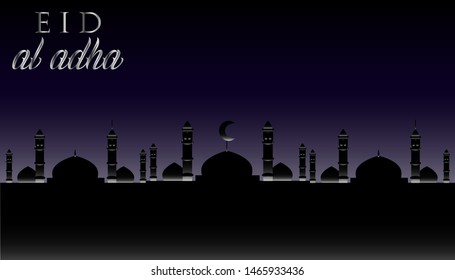 Eid al-Adha Mubarak inscription translated into English as Feast of the Sacrifice. islamic background