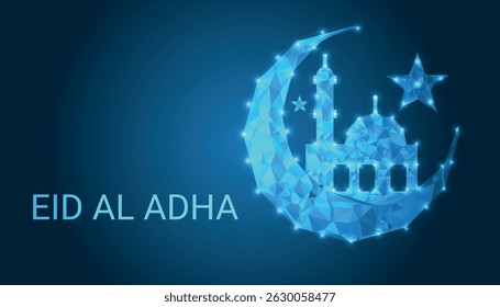 Eid al-Adha Mubarak Low Poly Art - Islamisches Festival Gruß mit modernem geometrischem Design	
