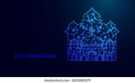Eid al-Adha Mubarak Low Poly Art – Saludo del Festival Islámico con Diseño Geométrico Moderno