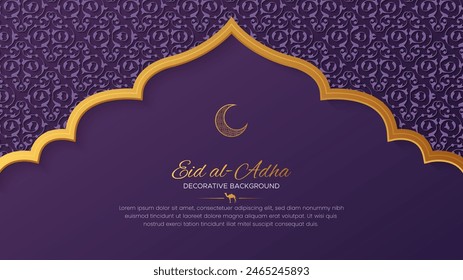 Eid Al-Adha Mubarak luxury ornamental greeting card background with Arabic pattern and decorative arch border