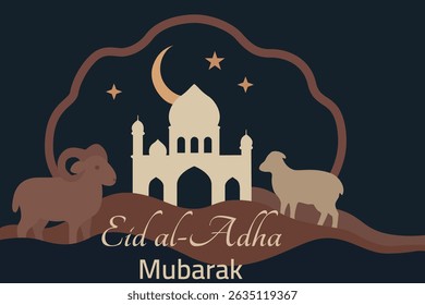 Eid al-Adha Mubarak with Mosque and Sheep
Islamic Festival Greeting Card: Eid al-Adha
Night Scene Eid Mubarak Celebration Design
Traditional Eid al-Adha Illustration