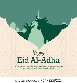 Eid al-Adha, Eid Mubarak Religious holiday. Creative idea and Concept Design suitable for Eid al-Adha background, poster, template, sale banner, marketing and promotion.