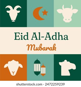Eid al-Adha, Eid Mubarak Religious holiday. Creative idea and Concept Design suitable for Eid al-Adha background, poster, template, sale banner, marketing and promotion.
