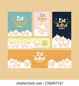 Eid Al-Adha muslim festival of sacrifice banner or card template, vector illustration. Religious islamic holy holiday poster. Eid al-Adha Banner.Design for template.