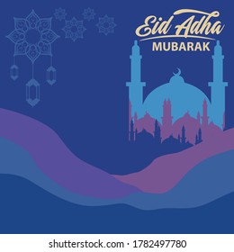 Eid Al-Adha muslim festival of sacrifice banner or card template, vector illustration. Religious islamic holy holiday poster. Eid al-Adha Banner.Design for template.