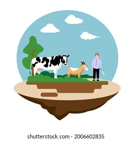 Eid al-Adha sacrificial animal vector illustration