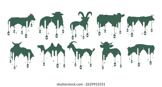 Eid Al-Adha Sacrificial Animals Silhouette Collection