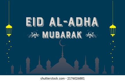 Eid Al-Adha vector design. Eid Al-Adha vector template. typography design. Islamic event, Eid al azha design template, icons, light, background, simple design, minimal, mosque, Mubarak, greetings