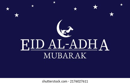 Eid Al-Adha vector design. Eid Al-Adha vector template. Eid al azha design, vector illustration, moon, goat icons, Mubarak, hajj, background, simple, modern, clean minimal design, eid ul azha, adha