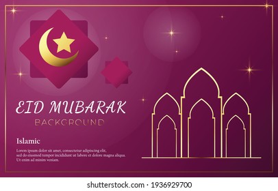Eid al-Fitr background with a combination of golden ornaments.