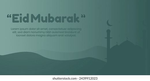 Eid al-Fitr background with mosque silhouette, suitable for banner, greeting card, web banner