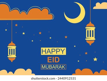 Eid al-Fitr Hintergrund, einfaches flaches Design Grußkarte, Pop Art Farben