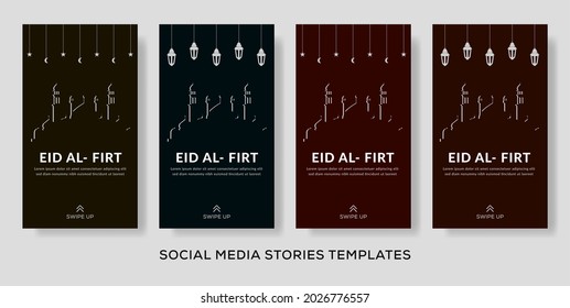 Eid Al-fitr banners for social media template. Premium vector