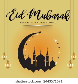 Eid Al-Fitr bringt Ihnen und Ihren Lieben Frieden, Wohlstand und Glück. Ich wünsche Ihnen viel Segen und Reichtum in dieser Festzeit. "Eid Al fitr Vektor-Grüße für Unternehmen 