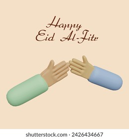 Eid al-Fitr concept. Realistic 3d object cartoon style.