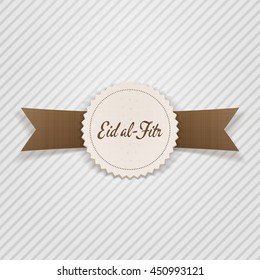 Eid al-Fitr decorative paper Emblem. Vector Illustration