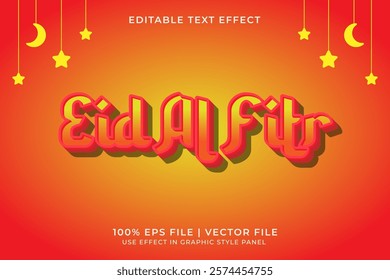 Eid Al-Fitr Editable Vector Text Effect. Islamic template. Ramadan Editable Text Effect