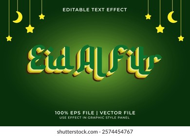 Eid Al-Fitr Editable Vector Text Effect. Islamic template. Ramadan Editable Text Effect