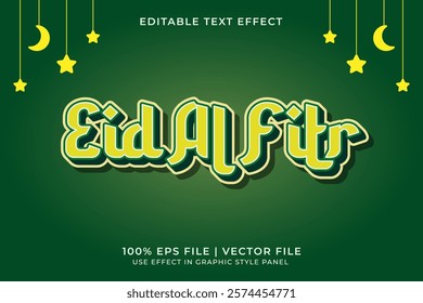 Eid Al-Fitr Editable Vector Text Effect. Islamic template. Ramadan Editable Text Effect