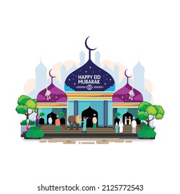 Eid al-fitr flat vector illustration design