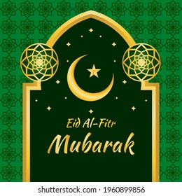 Eid al-Fitr greeting background design in green color. designs for posters.