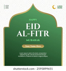 Eid al-Fitr greeting card with Islamic design means "Festival of Breaking the Fast," marking the end of Ramadan