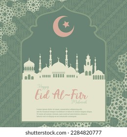 Eid Al-Fitr greeting card template, art number 02