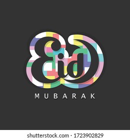 Eid al-Fitr greeting cards with tectipography and artistic month for Muslim community festival celebrations. black baground