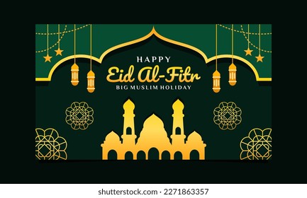 Eid Al-Fitr horizontal  illustration background template