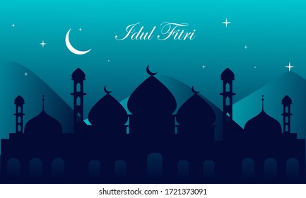Eid al-fitr islamische Moschee Building Hintergrund Flaches Design Vektorgrafik