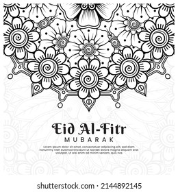 Eid al-fitr with mehndi flower background. Abstract illustration