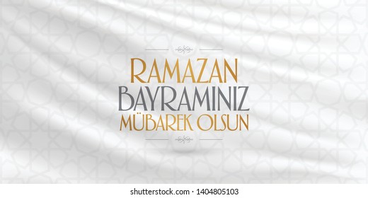 Eid al-Fitr Mubarak Islamic Feast Greetings (Turkish: Ramazan Bayraminiz Mubarek Olsun) Holy month of muslim community Ramazan. Billboard, Poster, Social Media, Greeting Card template. 