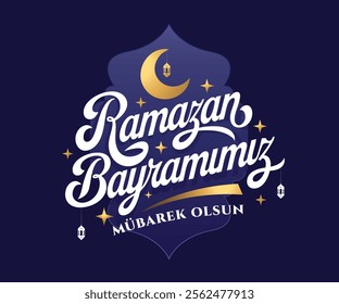 Eid al-Fitr Mubarak Islamic Feast Greetings (Turkish: Ramazan Bayramınız Mübarek Olsun) Holy month of muslim community Ramazan. Billboard, Poster, Social Media, Greeting Card template.