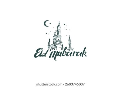 Eid al-Fitr Mubarak vector illustration. suitable for greeting card, poster and banner