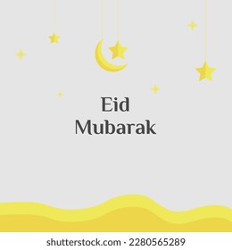Eid al-fitr poster with a simple one in yellow color.
