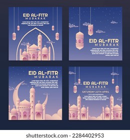Eid al-fitr social media posts collection template set