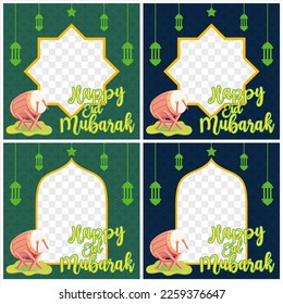 Eid Al-Fitr Twibbon Vorlage Vektorgrafik Illustration auf isoliertem Hintergrund. Ramadan Theme Illustration auf isoliertem Hintergrund. Moschee Illustration.