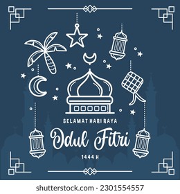 Eid al-fitr vector background. Islamic illustration for holiday background. Fit for banner, backdrop, greeting card, cover. Vector eps 10.