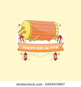 Eid al-Fitr vector with drum concept. eid vector. vector illustration. Can be used for Eid, religious and business events