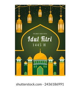 Eid al-Fitr vector greeting template 